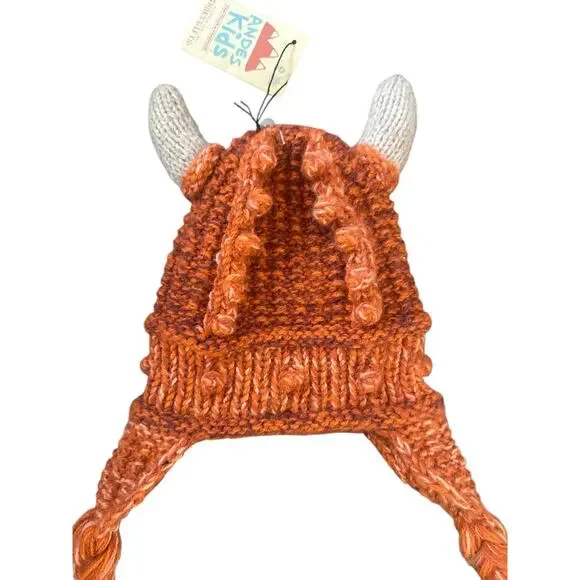 NWT OS Andes Kids Fair Trade Handmade Knitted Monster Hat Beanie Alpaca Blend - Picture 2 of 5